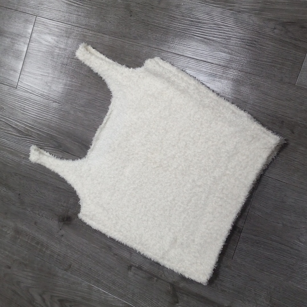 Skims,  White Fuzzy Tank Top